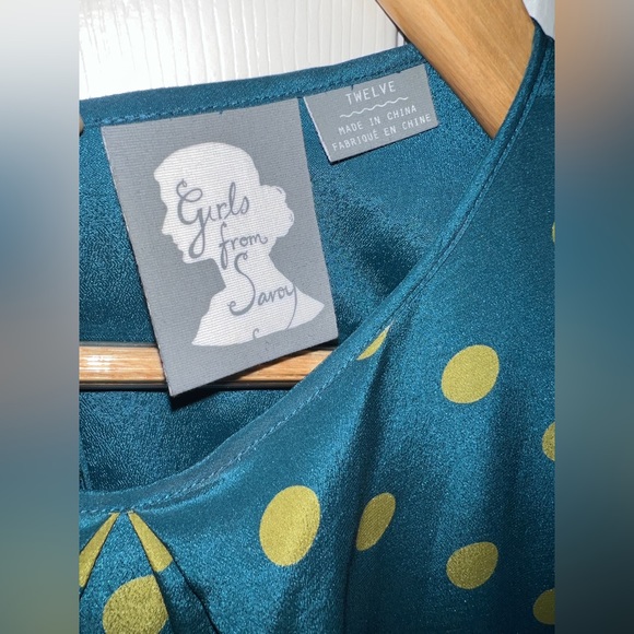 💙 Anthropologie 100% Silk Teal Polka Dot Dress - Picture 4 of 8